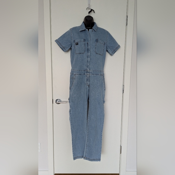 WILDFANG The Essential Denim Coverall in Washed Light Blue - Picture 4 of 5